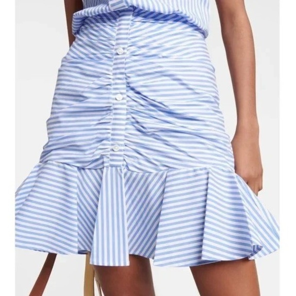 VERONICA BEARD Bell Bottom Ruched Seersucker Shirt Dress Shirtdress Preppy 0 - Picture 6 of 16